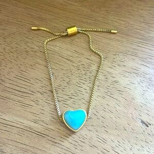 Gorjana Adjustable Gold Plated Blue Heart Bracelet